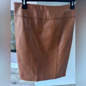 Talbots Collection Cognac Leather Pencil Skirt (4)